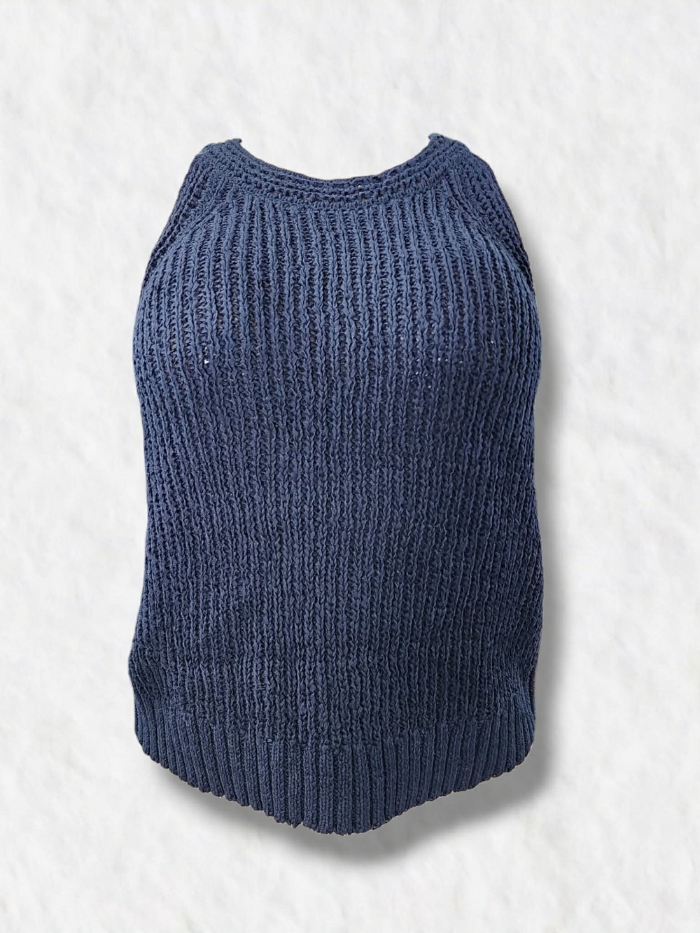 NIC+ZOE Navy Ribbed Scoop Neck Knit Top